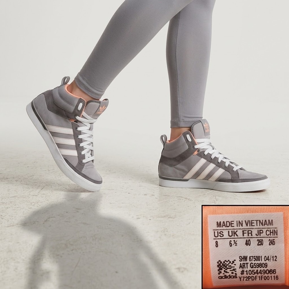 Adidas NEO High Top Sneakers Women Size 8 Grey Peach G59809 Athleisure